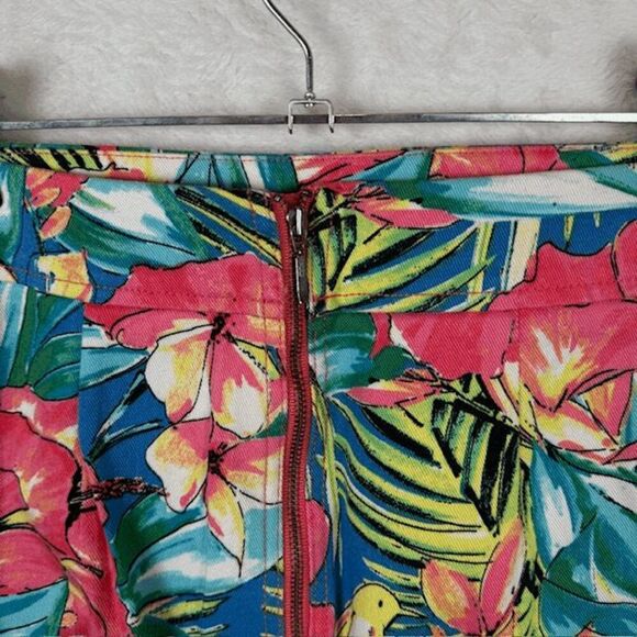 Loft Pencil Skirt Tropical Floral Print Zip Closure Stretch Comfort Size 0 - Picture 3 of 9